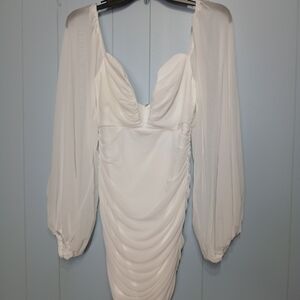 Luxxel White Ruched Dress NWT
